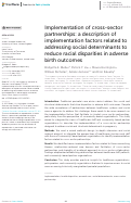 Cover page: Implementation of cross-sector partnerships: a description of implementation factors related to addressing social determinants to reduce racial disparities in adverse birth outcomes