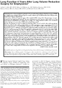 Cover page: Lung Function 4 Years After Lung Volume Reduction Surgery for Emphysema