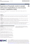 Cover page: Experience of traumatic events in people with severe mental illness in a low-income country: a qualitative study