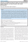Cover page: Selective and Efficient Neural Coding of Communication Signals Depends on Early Acoustic and Social Environment