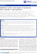 Cover page: Definition of the viral targets of protective HIV-1-specific T cell responses