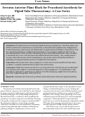 Cover page: Serratus Anterior Plane Block for Procedural Anesthesia for Pigtail Tube Thoracostomy: A Case Series