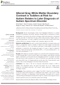 Cover page: Altered Gray-White Matter Boundary Contrast in Toddlers at Risk for Autism Relates to Later Diagnosis of Autism Spectrum Disorder