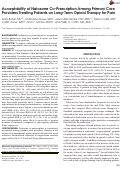 Cover page: Acceptability of Naloxone Co-Prescription Among Primary Care Providers Treating Patients on Long-Term Opioid Therapy for Pain