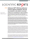 Cover page: Selinexor (KPT-330) has antitumor activity against anaplastic thyroid carcinoma in vitro and in vivo and enhances sensitivity to doxorubicin.