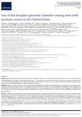 Cover page: Use of the Decipher genomic classifier among men with prostate cancer in the United States.