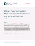 Cover page: China’s Push for Precision Medicine: Lessons for Science and Industrial Policies