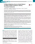 Cover page: A Clinical Prediction Score to Guide Referral of Elderly Dialysis Patients for Kidney Transplant Evaluation