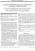 Cover page: An Empiric HIV Risk Scoring Tool to Predict HIV-1 Acquisition in African Women