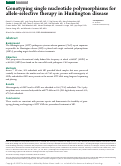 Cover page: Genotyping single nucleotide polymorphisms for allele-selective therapy in Huntington disease