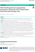 Cover page: Infant feeding practices and parental perceptions during the 2022 United States infant formula shortage crisis.