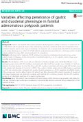 Cover page: Variables affecting penetrance of gastric and duodenal phenotype in familial adenomatous polyposis patients