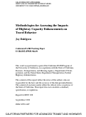 Cover page: Methodologies For Assessing The Impacts Of Highway Capacity Enhancements On Travel Behavior