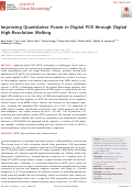 Cover page: Improving Quantitative Power in Digital PCR through Digital High-Resolution Melting.