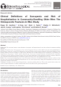 Cover page: Clinical Definitions of Sarcopenia and Risk of Hospitalization in Community-Dwelling Older Men: The Osteoporotic Fractures in Men Study.