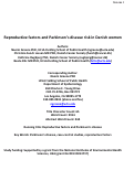 Cover page: Reproductive factors and Parkinson's disease risk in Danish women