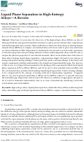Cover page: Liquid Phase Separation in High-Entropy Alloys—A Review
