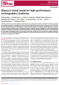 Cover page: Glassy Li metal anode for high-performance rechargeable Li batteries
