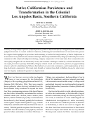 Cover page: Native Californian Persistence and Transformation in the Colonial Los Angeles Basin, Southern California Transformation in the Colonial Los Angeles Basin, Southern California