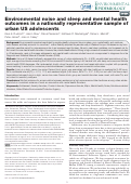 Cover page: Environmental noise and sleep and mental health outcomes in a nationally representative sample of urban US adolescents.