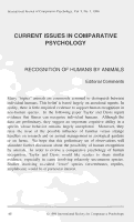 Cover page: Current Issues In Comparative Psychology -- Recognition of Humans by Animals