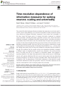 Cover page: Time resolution dependence of information measures for spiking neurons: scaling and universality.