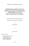 Cover page: Biomechanical regulation of articular cartilage metabolism of proteoglycan 4 and articular surface integrity