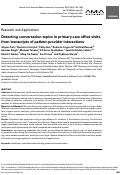 Cover page: Detecting conversation topics in primary care office visits from transcripts of patient-provider interactions