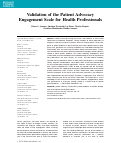 Cover page: Validation of the Patient Advocacy Engagement Scale for Health Professionals