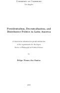 Cover page: Presidentialism, Decentralization, and Distributive Politics in Latin America