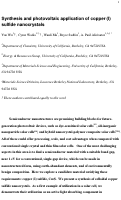 Cover page: Synthesis and photovoltaic application of coper (I) sulfide nanocrystals