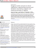 Cover page: Kangaroo mother care prior to clinical stabilisation: Implementation barriers and facilitators reported by caregivers and healthcare providers in Uganda