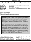 Cover page: Reduction in Emergency Department Presentations in a Regional Health System during the Covid-19 Pandemic