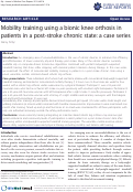 Cover page: Mobility training using a bionic knee orthosis in patients in a post-stroke chronic state: a case series