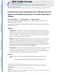 Cover page: Providing chronic pain management in the “Fifth Vital Sign” Era: Historical and treatment perspectives on a modern-day medical dilemma