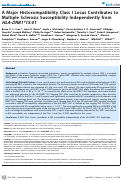 Cover page: A Major Histocompatibility Class I Locus Contributes to Multiple Sclerosis Susceptibility Independently from HLA-DRB1*15:01