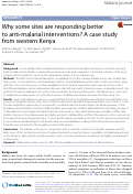 Cover page: Why some sites are responding better to anti-malarial interventions? A case study from western Kenya