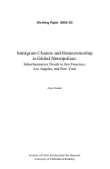 Cover page: Immigrant Clusters and Homeownership in Global Metropolises: Suburbanization Trends in San Francisco, Los Angeles, and New York