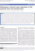 Cover page: Metalorganic chemical vapor deposition of InN quantum dots and nanostructures