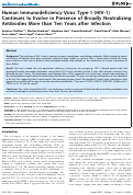 Cover page: Human Immunodeficiency Virus Type-1 (HIV-1) Continues to Evolve in Presence of Broadly Neutralizing Antibodies More than Ten Years after Infection