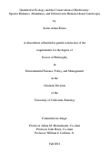 Cover page: Quantitative Ecology and the Conservation of Biodiversity: Species Richness, Abundance, and Extinction in Human-Altered Landscapes