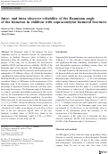 Cover page: Inter- and intra-observer reliability of the Baumann angle of the humerus in children with supracondylar humeral fractures