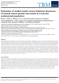 Cover page of Evaluation of mailed results versus telephone disclosure of normal cancer genetic test results in a low-risk underserved population.