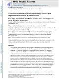 Cover page: Addictions treatment mechanisms of change science and implementation science: A critical review