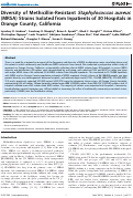 Cover page: Diversity of Methicillin-Resistant Staphylococcus aureus (MRSA) Strains Isolated from Inpatients of 30 Hospitals in Orange County, California