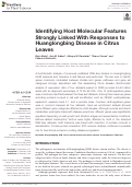 Cover page: Identifying Host Molecular Features Strongly Linked With Responses to Huanglongbing Disease in Citrus Leaves