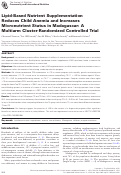 Cover page: Lipid-Based Nutrient Supplementation Reduces Child Anemia and Increases Micronutrient Status in Madagascar: A Multiarm Cluster-Randomized Controlled Trial