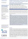 Cover page: Bridging the gap between research, policy, and practice: Lessons learned from academic–public partnerships in the CTSA network