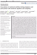 Cover page: Associations of maternal nutrition during pregnancy and post‐partum with maternal cognition and caregiving