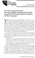 Cover page: New Voices in the Classroom: Nonnative English-Speaking Professionals in the Field of Teaching English to Speakers of Other Languages